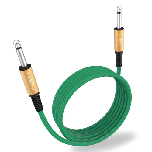 Vista 9 de Cable de guitarra de 3 pies, paquete de 4 colores recto a recto Etapa instrumento eléctrico bajo cable AMP cable 1/4 TS mono enchufe, flexible