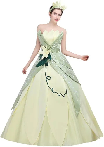 Vista 4 de Angelaicos Vestido de fiesta con diseño de hojas cosidas a mano para mujer forro polar verde con licencia oficial de star wars silent one crew