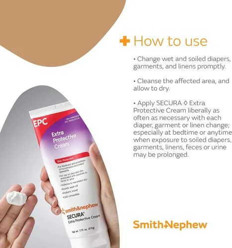 Vista 7 de Smith+Nephew SECURA - Tubo de crema extra protectora (EPC), crema antidermatitis del pañal para adultos, protector de piel contra incontinencia