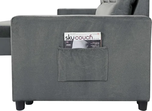 Vista 6 de Lilola Home Ivy - Sofá cama modular reversible de terciopelo de 82 pulgadas con diván de almacenamiento, sofá extraíble en forma de L que ahorra