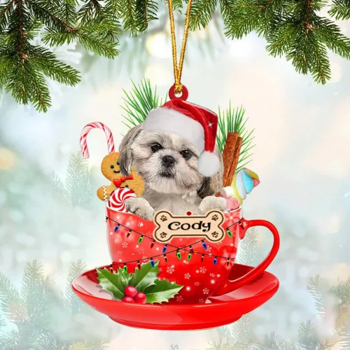 Vista 95 de NAZENTI Adorno personalizado de Alaskan Malamute en taza roja, adorno de Navidad personalizado para perros amantes de las mascotas, colgante