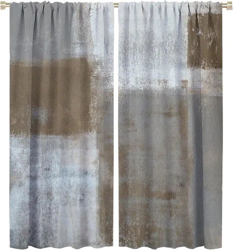 Vista 13 de Cortinas rústicas occidentales marrones con patrón de cornamenta para puerta, con bolsillo para barra, cortinas de ventana para dormitorio, sala