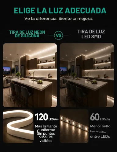Vista 2 de Tira de luces LED de neón (16.4 ft), color blanco frío