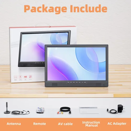 Vista 9 de NORTHING Televisor portátil de 19.2 pulgadas con antena, televisor pequeño LED de 1080P con entrada HDMI/entrada /AV/puerto USB, monitor portátil