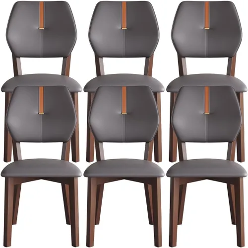 Vista 21 de YVYKFZD Solid Wood Dining Chairs Set, Leather Dining Room Chair, Armless Kitchen Chairs with Back, Upholstered Living Room Chair, for Bedroom Dark