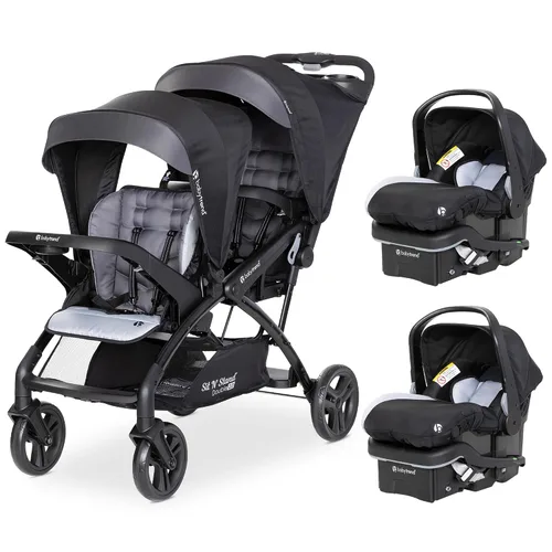 Vista 11 de Baby Trend Sit N' Stand Cochecito doble tándem con 2 asientos de coche para bebé EZ-Lift Plus, Magnolia