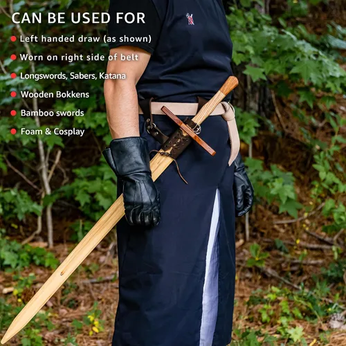 Vista 2 de Armory Replicas - Rana espada de cuero hecha a mano Disfraz medieval LARP hebilla ajustable y cinturón de arma con cable soporte