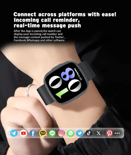 Vista 4 de Reloj inteligente resistente al agua, pantalla táctil HD de 1.72 pulgadas, rastreador avanzado de salud con más de 100 modos de ejercicio, Negro