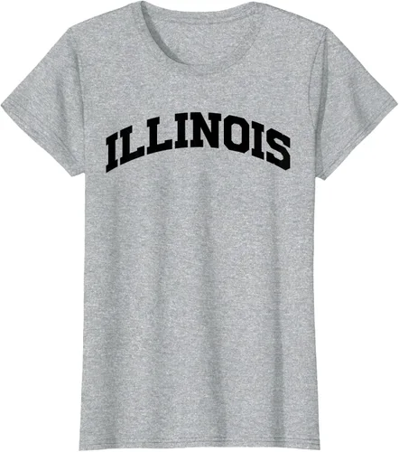 Vista 36 de Illinois Gift - Camiseta de diseño deportivo con texto universitario, gris, S