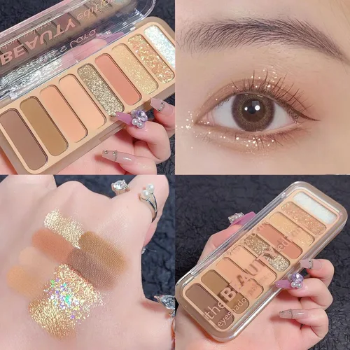 Vista 3 de Paleta de sombra de ojos desnuda 9 colores neutro desnudo mate brillo purpurina sombra de ojos paleta de maquillaje de alta pigmentación
