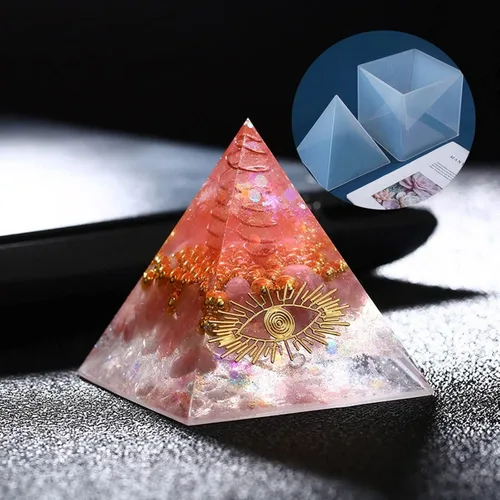 Vista 3 de Moldes de pirámide de silicona transparente supergrandes, 3 piezas, interior de 4.7 a 7.5 pulgadas, moldes de resina de silicona para orgonita