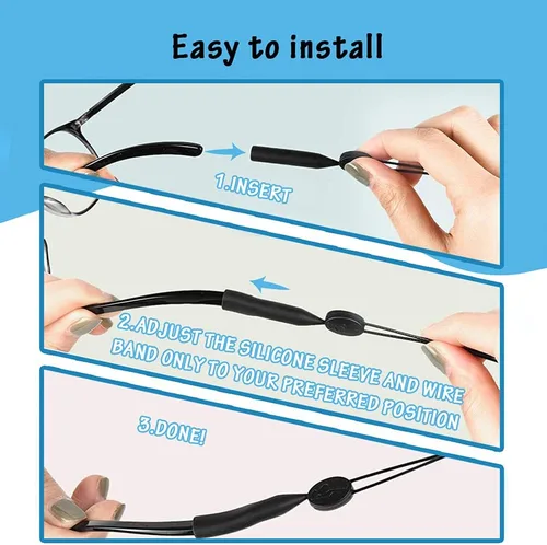 Vista 5 de Paquete de 4 correas ajustables para gafas, retenedor de lentes duradero e impermeable, soporte antideslizante para lentes de sol
