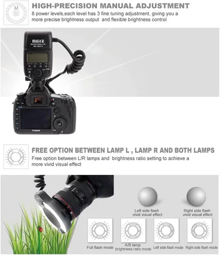 Vista 5 de Meike Macro Ring Lite - Luz de flash para Canon EOS 5D Mark II, 6D, 7D, 70D, 60D, 60Da, 700D, 650D, 600D, 400D, 350D