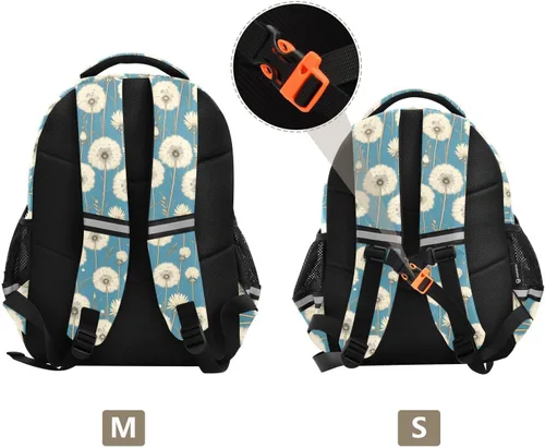 Vista 3 de Mochila de viaje victoriana retro con flor de diente de león blanca para niños, adolescentes, niños, mochila escolar para adolescentes y niños