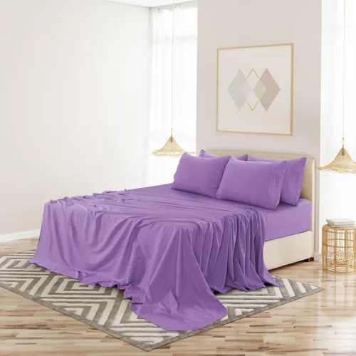 Vista 170 de LUX Décor - Juego de sábanas Twin de microfibra ultrasuave de 3 piezas con sábana encimera, sábana bajera de 16 pulgadas de profundidad y funda