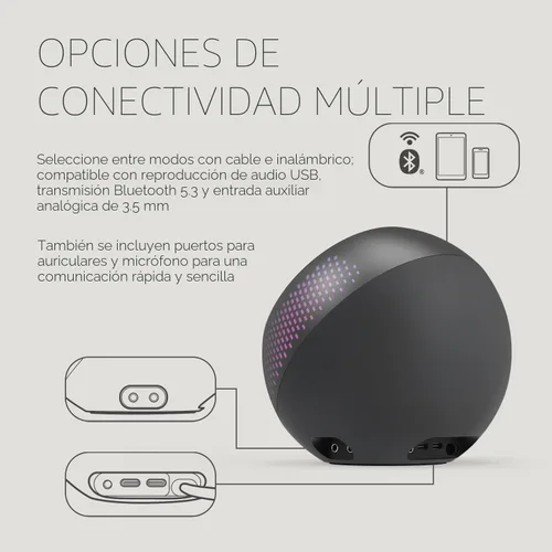 Vista 6 de Creative Pebble X Plus 2.1 - Altavoces de computadora USB-C con subwoofer e iluminación RGB personalizable, Bluetooth 5.3, audio USB, hasta 15 W