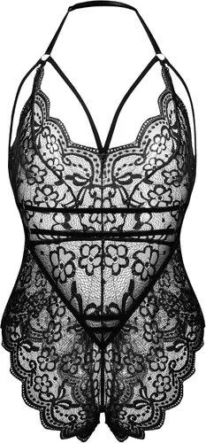 Vista 3 de Lencería de encaje para mujer, babydoll floral, ropa de dormir de una pieza