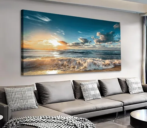 Vista 8 de Lienzo decorativo para pared, diseño de lago de montaña, ilustraciones de naturaleza grande, lago Moraine alimentado glacialmente, parque nacional