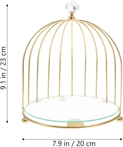 Vista 2 de BESTonZON Jaula de pájaros de metal dorado, soporte para cupcakes, postres para bodas, fiestas, cumpleaños, celebraciones de ducha, decoración