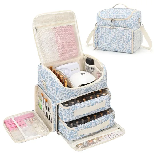Vista 9 de CUBETASTIC Estuche organizador de esmalte de uñas extra grande con capacidad para 86 a 100+ botellas de esmalte de uñas y lámpara de uñas, bolsa