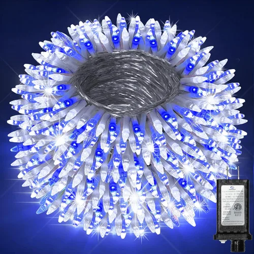 Vista 19 de Paquete de 2 Total 200 Pies 600 Luces LED de Navidad en Cadena, Luces de Árbol de Hadas Blanco Frío Conectables, 8 Modos y Temporizador Luces