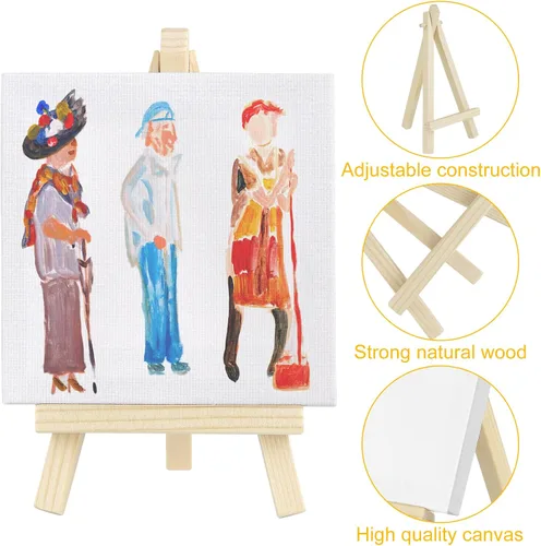 Vista 4 de 8 juegos de pintura de acuarela, suministros para fiestas, mini lienzo de pintura y caballete con mini juegos de pintura de acuarela de 4 x 4, mini