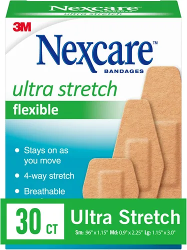 Vista 10 de Nexcare Vendajes de tela flexible resistente, tamaños surtidos, 30 unidades, sin látex, vendajes adhesivos duraderos para primeros auxilios