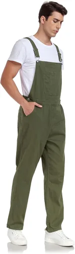 Vista 19 de Overol de mezclilla para hombre, ajustado, elástico, a la moda, con bolsillos