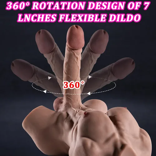 Vista 7 de Muñeca sexual muscular de torso masculino de 8.3 libras con consolador flexible, muñecas sexuales realistas con anal apretado para hombres, parejas