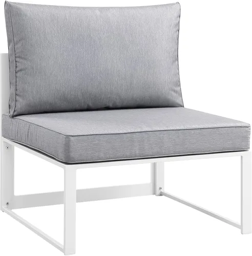 Vista 6 de Modway Fortuna otomana de aluminio para patio al aire libre, color marrón moca