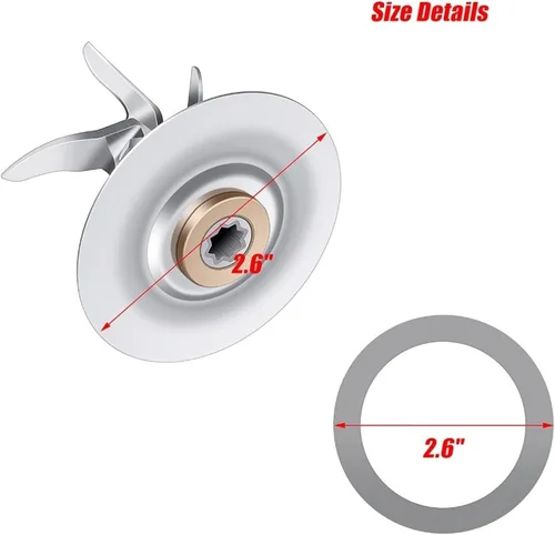 Vista 3 de 2Pcs Blade Blender Compatible With Osterizer Blender- 6 Point 4980 With Rubber Seal Gasket Replacement Parts