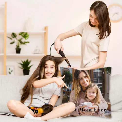 Vista 5 de Almohada de fotos personalizada de 14 x 14 pulgadas, funda de almohada personalizada de doble cara con texto de imagen, funda decorativa suave
