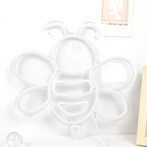 Vista 7 de Letreros de luz de neón LED Abeja, elefante, tortuga marina, dinosaurio, animal, lámparas de neón, luz de arte para colgar en la pared, habitación