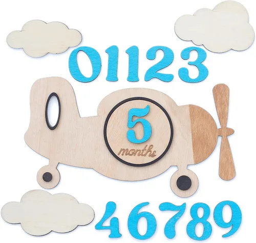 Vista 13 de Tarjetas de hitos mensuales para bebés, discos de hitos mensuales de madera, accesorios de fotografía para recién nacidos para documentar