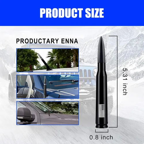 Vista 2 de gunhunt 1 PC Diseño de Bandera Americana Antena para Coche y Camión, Antena de Bala para Coche y Camión, Diseño Antirrobo Mejora la Señal Reemplazo