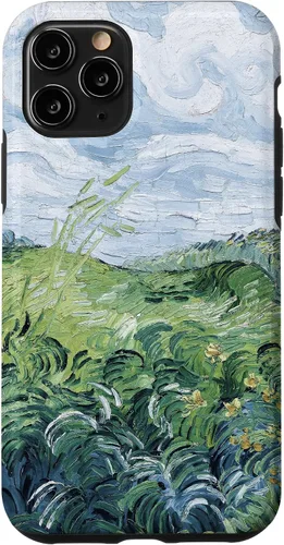 Vista 29 de Van Gogh - Carcasa para iPhone 17, diseño de campos de trigo verde