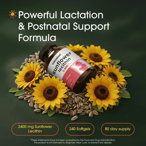 Vista 2 de NatureBell Lecitina de girasol - 240 cápsulas blandas - 2,400 mg de lecitina de girasol prensada en frío - con fosfatidil colina natural