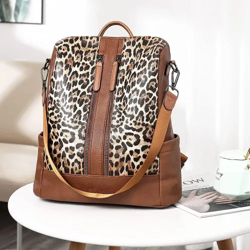 Vista 16 de CLUCI - Mochila de cuero para mujer, convertible, grande, para viajar, de diseñadora, moda, casual, bolso de hombro universitario