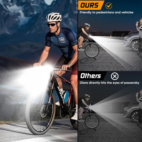 Vista 7 de Bright LED Bike Light for Night Riding,2025 Upgraded Rechargeable Bicycle Lights Set 5 Modes IPX6 Waterproof MTB Off-Road Cycling Commuting