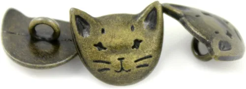 Vista 3 de Bezelry 12 botones de vástago de metal con diseño de gato, 0.709 in (latón antiguo)