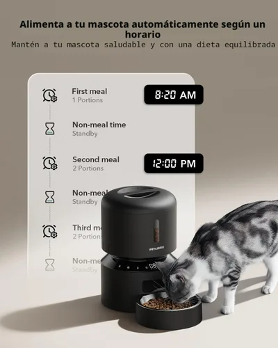 Vista 4 de PETLIBRO Comedero automático para gatos – Dispensador programable de alimentos para mascotas de 3 litros con almacenamiento hermético, control
