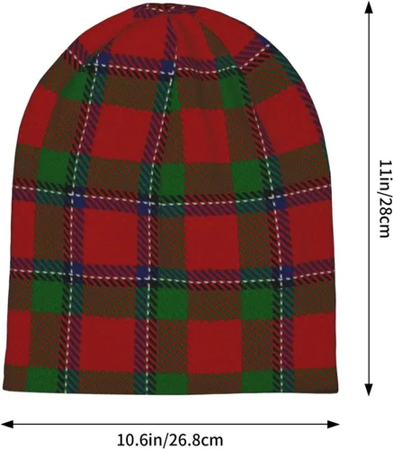 Vista 5 de MIZIBAO Gorro unisex con diseño de clan escocés, stewart, rojo, tartán, cálido, holgado, de punto, regalo para adultos