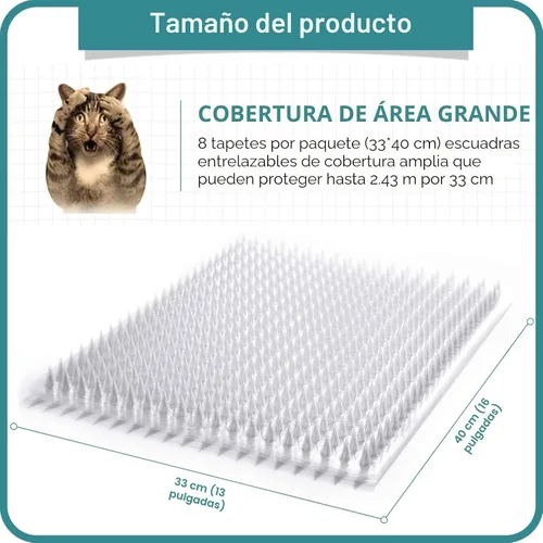 Vista 4 de Paquete de 8 alfombrillas disuasorias para gatos para exteriores e interiores, tapetes de entrenamiento disuasorio para mascotas, mantiene alejados
