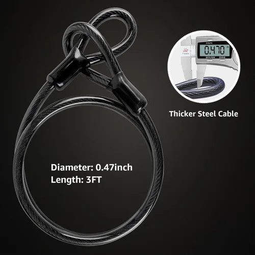 Vista 4 de Bike U Lock Heavy Duty Bike Lock Bicycle Lock, 16mm U Lock and 3ft / 5ft / 6ft Length Security Cable with Sturdy Mounting Bracket for Bicycle