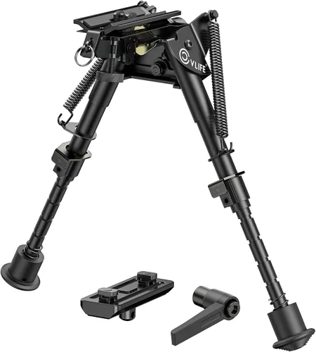 Vista 9 de CVLIFE Bípode de rifle de fibra de carbono de 6-9 pulgadas, bípodes pivotantes inclinables para rifles con adaptador compatible con bípode giratorio