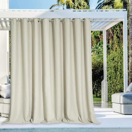 Vista 56 de NICETOWN Cortina para Exteriores para Patio Impermeable de 84 Pulgadas de Ancho, Aislamiento Térmico con Ojales Antioxidantes Bloqueo UV Cortina