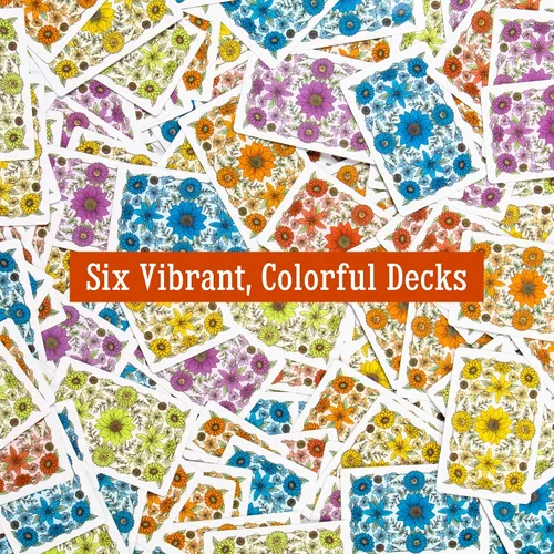 Vista 6 de Let's Play Bridge 6 barajas de cartas coloridas inspiradas en acuarela Índice especial de 4 colores de baja visión Juego familiar clásico