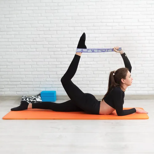 Vista 4 de Aozora Bandas elásticas para ejercicio, correa elástica de yoga, correa flexible de 10 bucles para terapia física, pilates, yoga, danza y ejercicio