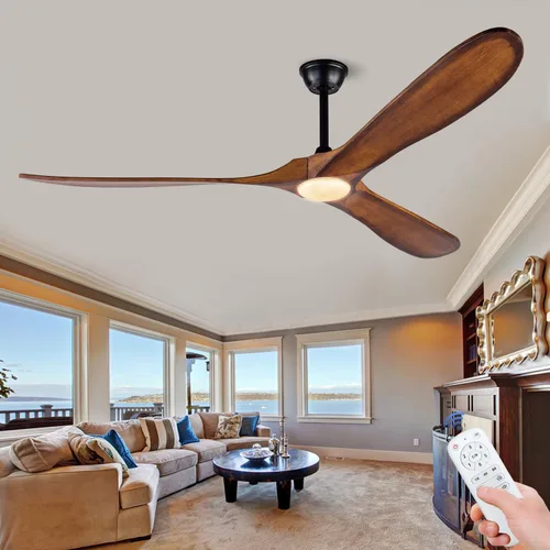 Vista 11 de Ventiladores de techo de madera maciza con luces, ventilador de techo moderno de 36 pulgadas con luz y control remoto, motor CC reversible, 6