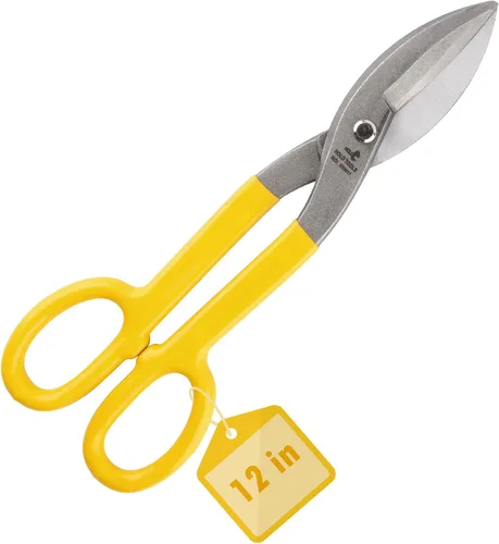 Vista 8 de DOWELL Cortadores de metal de 8 pulgadas con hoja plana, con cómodo mango de goma amarilla para manitas, techadores, mecánicos, propietarios